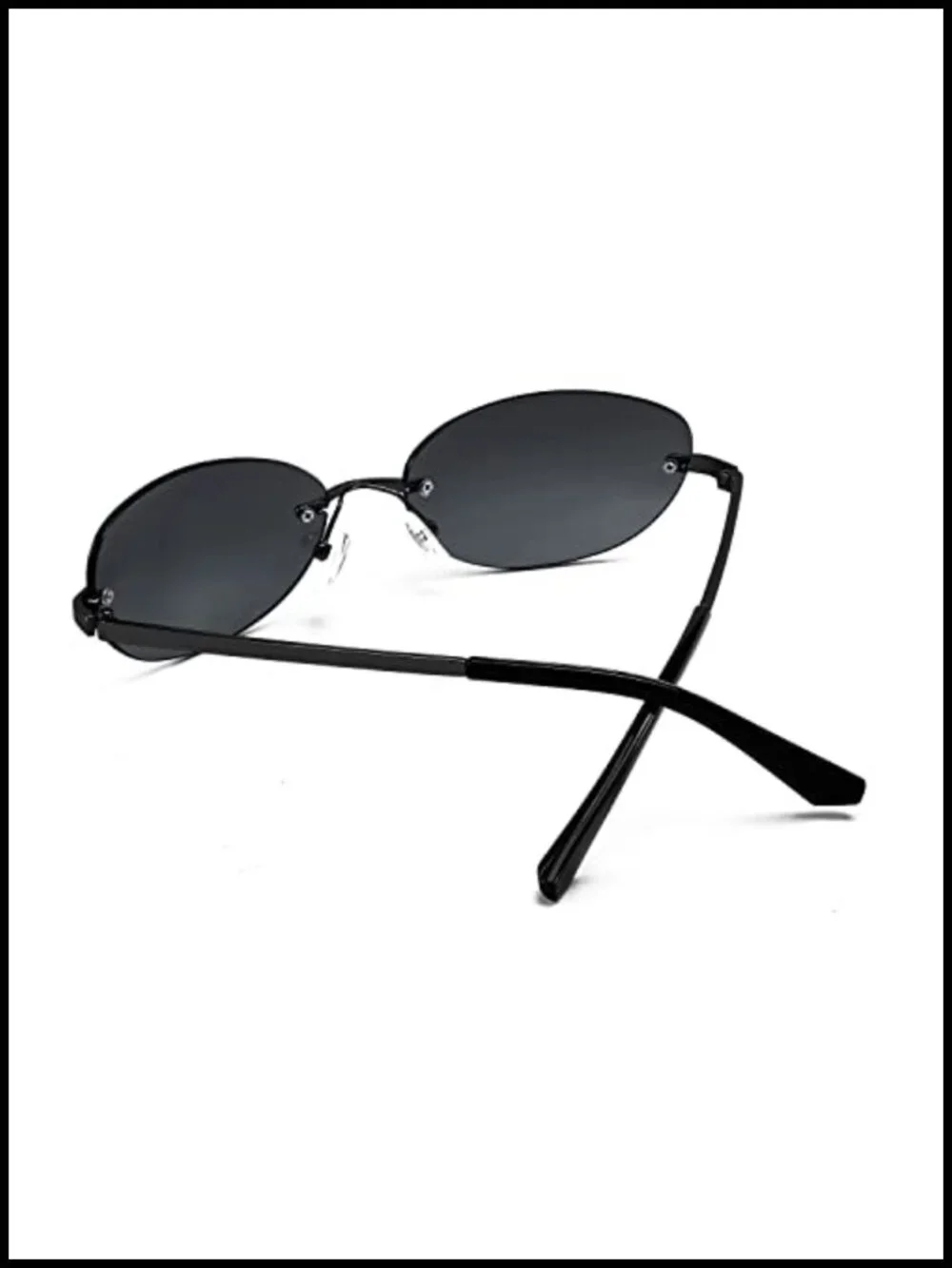 Rimless Oval Sunglasses Retro 90s UV400 Protection Unisex Y2K Glasses